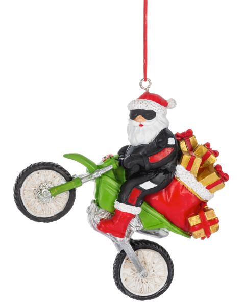 Santa On Motorcycle Ornament