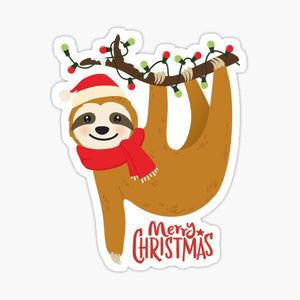 Sloth Santa Hat Sticker