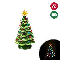 Vintage Lit Green Ceramic Tree