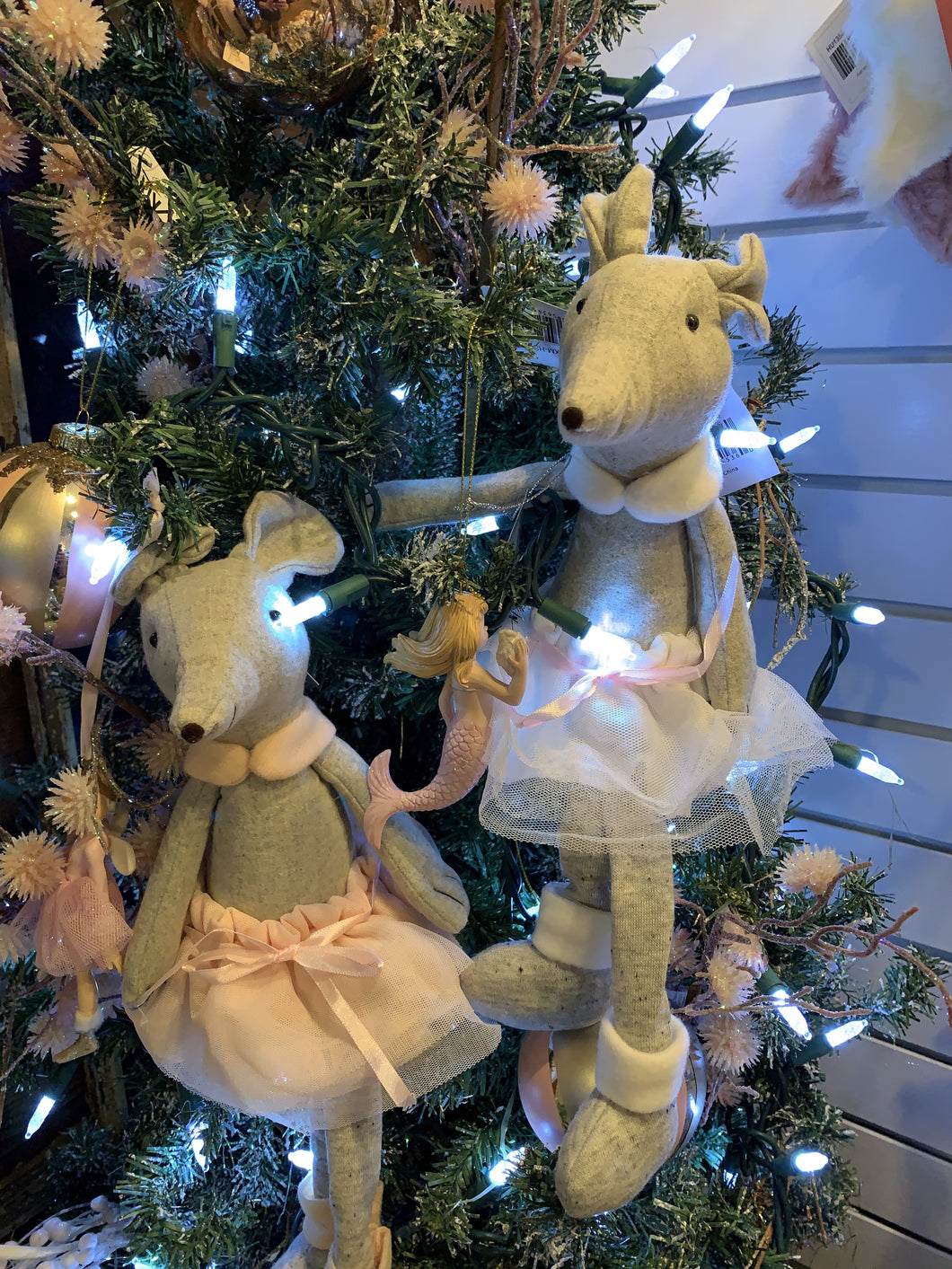 Plush Sitting Mouse w Tutu - 2 colours