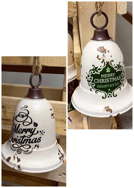 Rustic White Merry Christmas Bell
