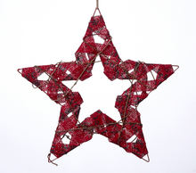 Load image into Gallery viewer, Red Burlap Star Ornament
