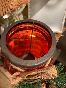 Red Rustic Candleholder