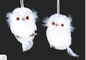 White Owl On Twig Ornament