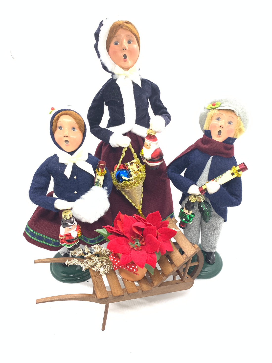 Poinsettia Wheelbarrow, Byers Choice Caroller Accessory