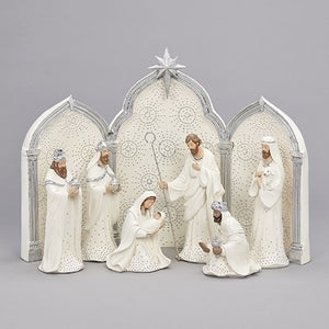 Majestic Silver & White Nativity Set
