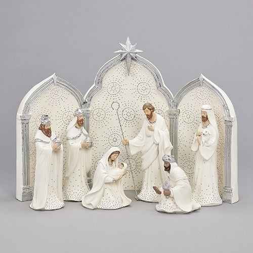 Majestic Silver & White Nativity Set