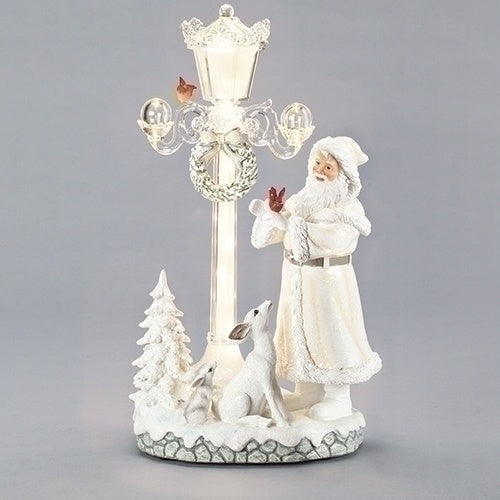 White Santa At The Lamppost (lit &musical)