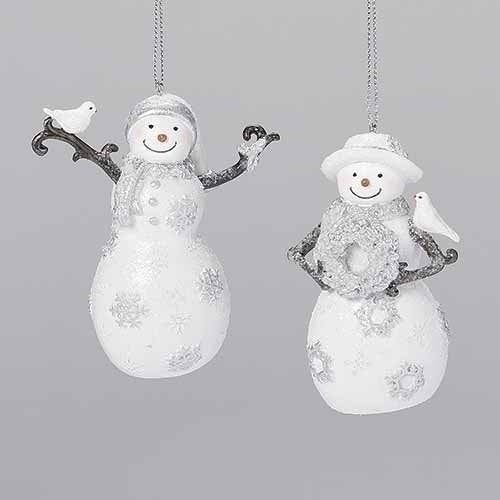 Silver & White Snowman Ornament