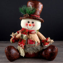 Load image into Gallery viewer, Sitting Snowman w Brown Leather Top Hat 2 styles
