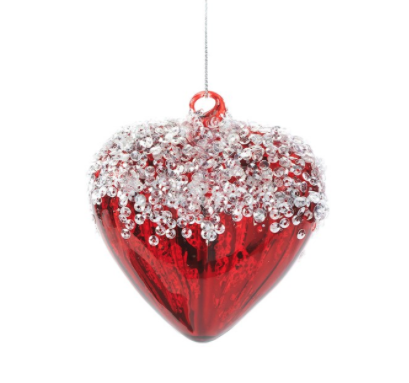 Shimmering Red Glass Heart Ornament