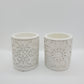 White Ceramic Votive with Candle