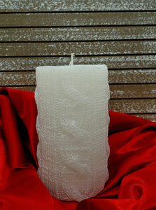 4” White Sweater Pillar Candle