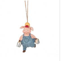 Pig In Overalls Farmer Ornament