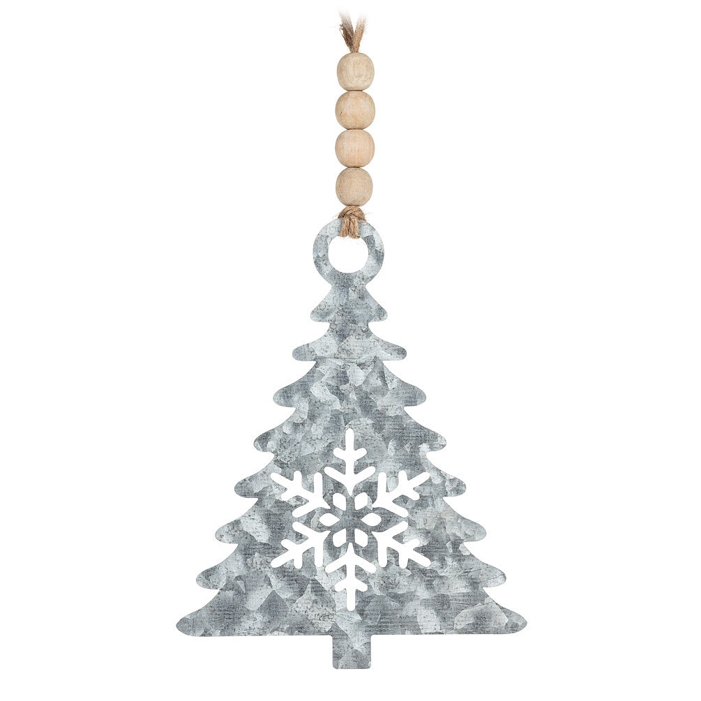 Galvanized Metal Tree Ornament
