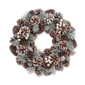 Frosted Wreath w Pinecones & Berries
