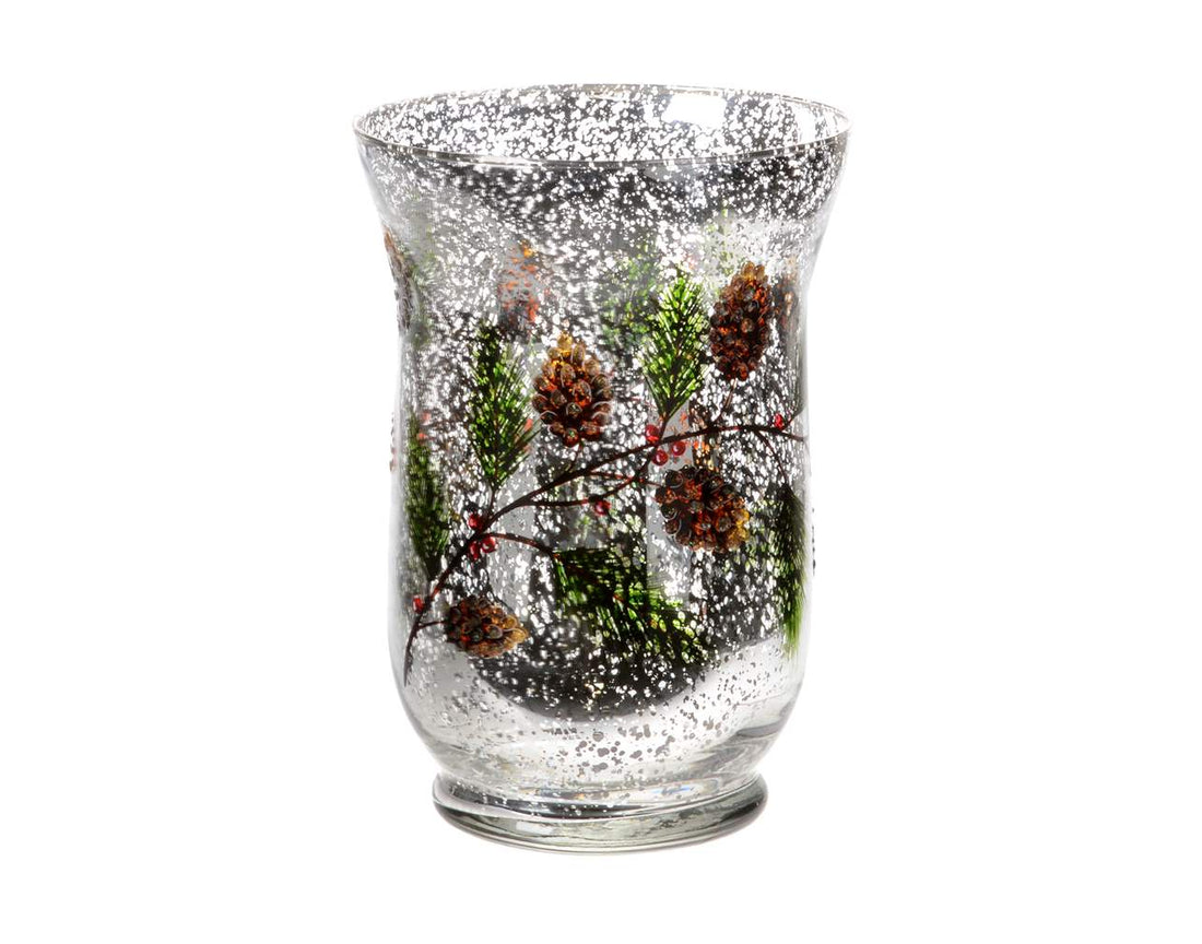 Antique Silver Pinecone Design Fluted Vase