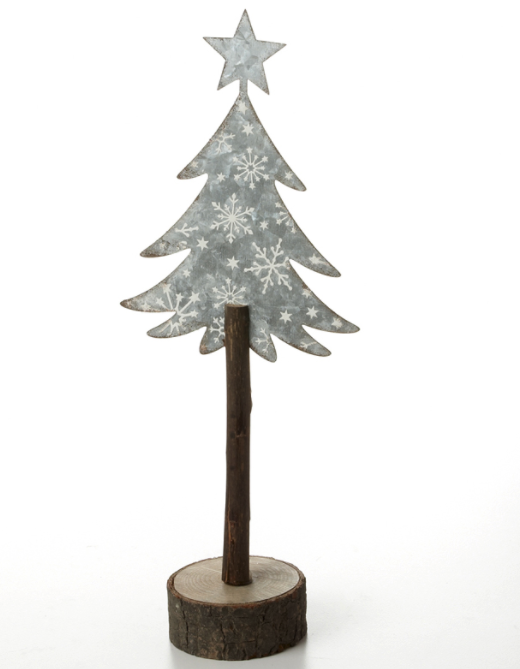 Galvanized Metal Tree w Snowflake Design