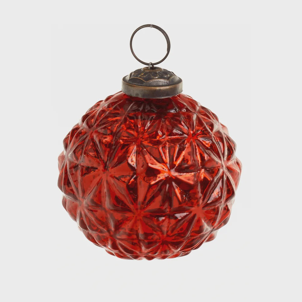 Red Vintage Glass Ball Ornament