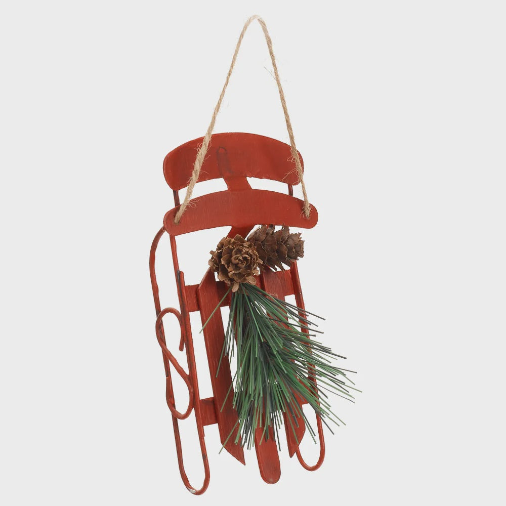 Red Metal Sleigh Ornament