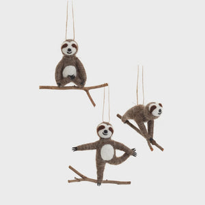 Yoga Posing Felt Sloth Ornament