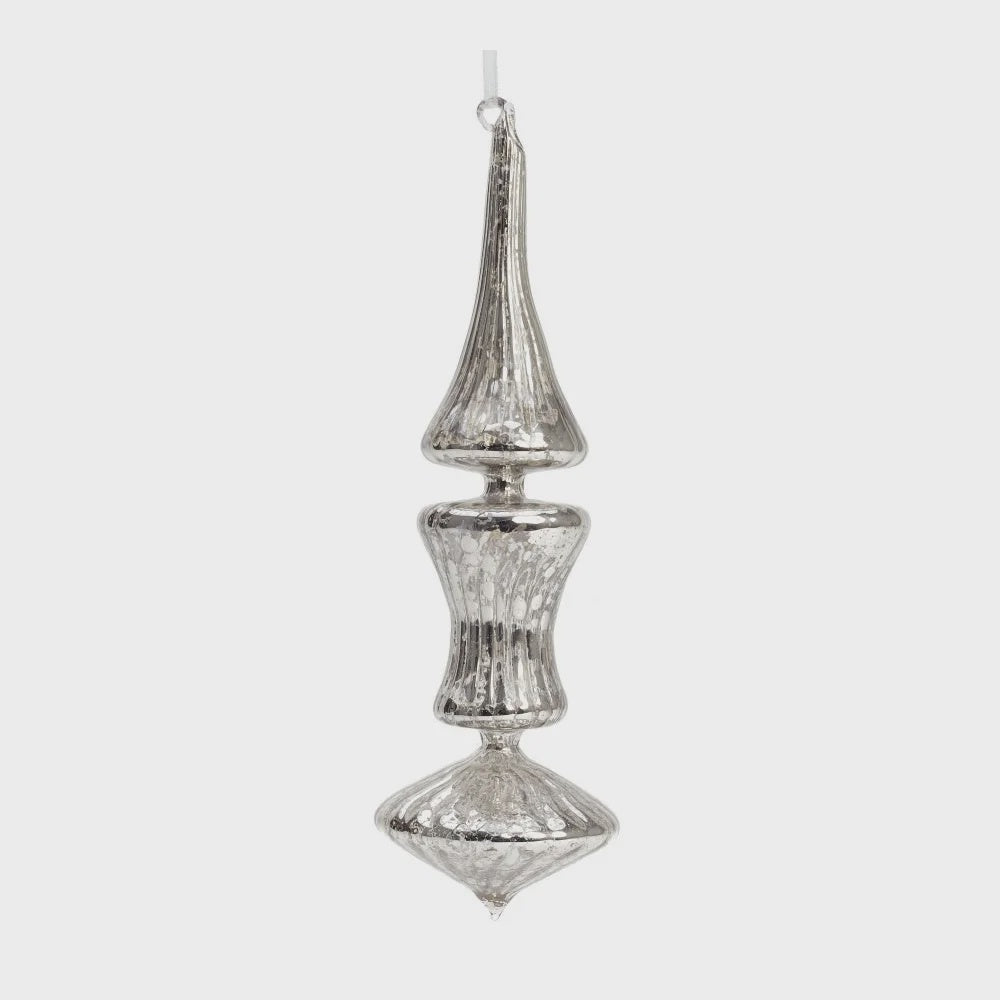 Silver Mercury Glass Finial Ornament
