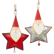 Load image into Gallery viewer, Metal Star Santa Ornament
