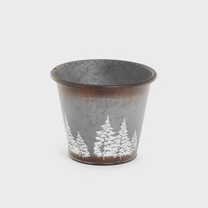 Galvanized Bucket w White Tree Design