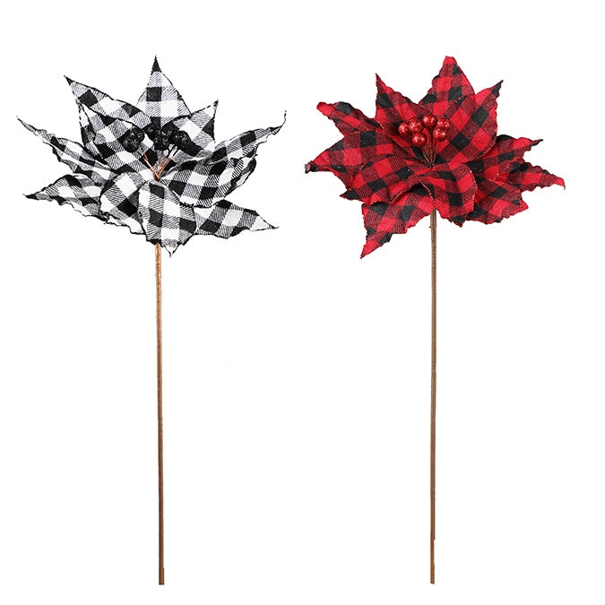 Plaid Poinsettia Pick