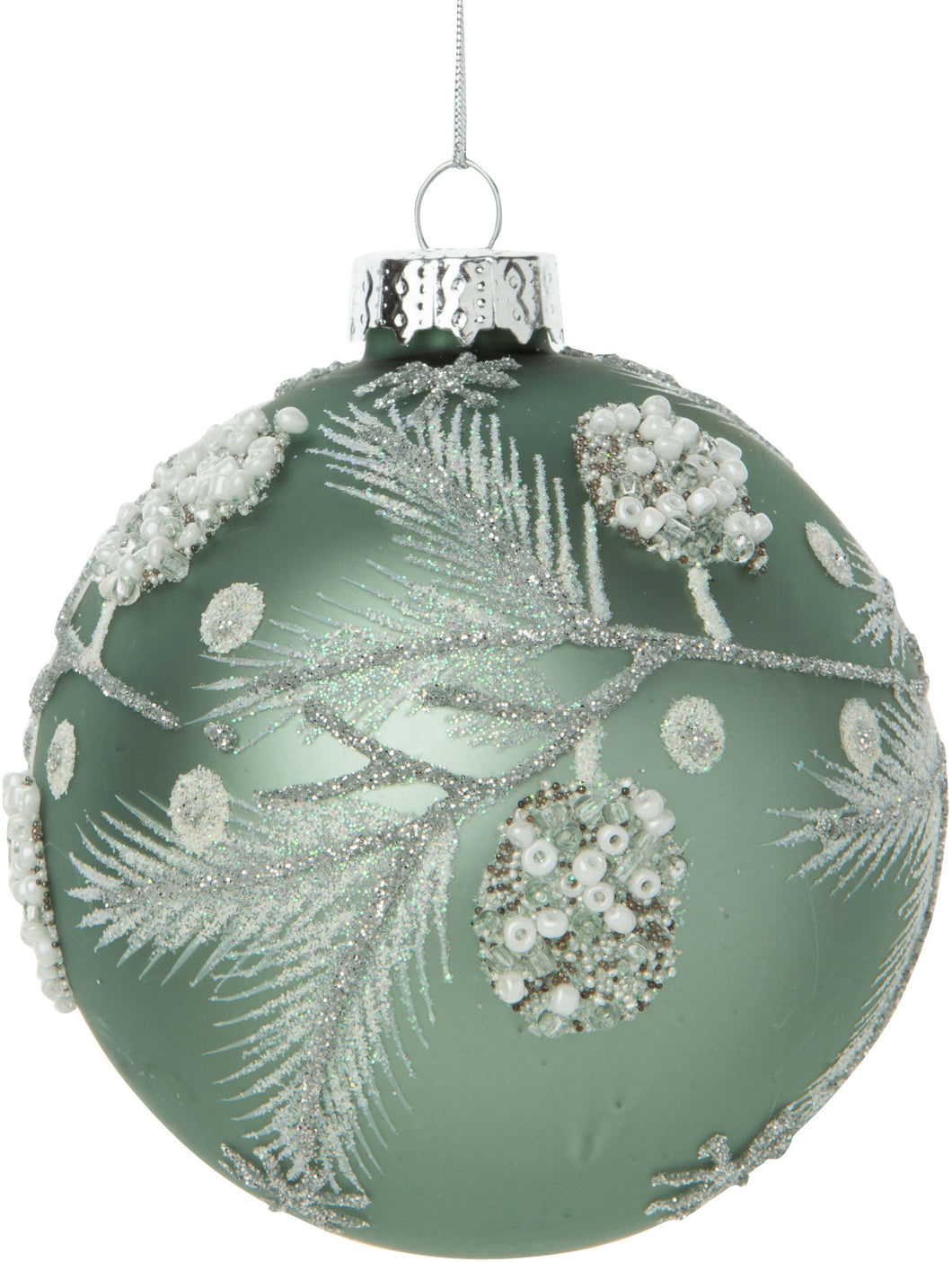 Lavish Green Glass Ball w Bead Design