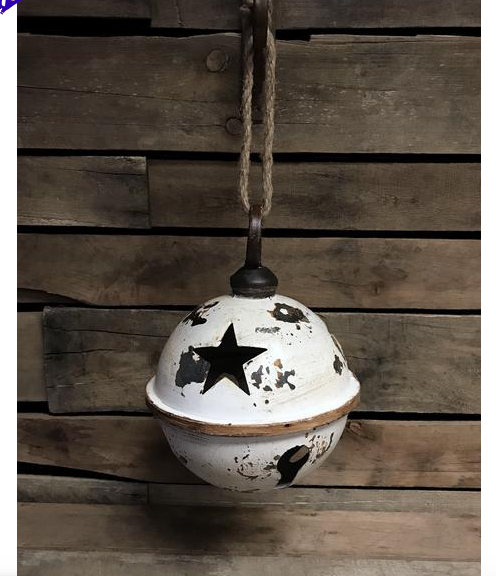 Rustic White Metal Jingle Bell 9 inch