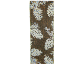 Chocolate Brown Ribbon w Pinecone Design