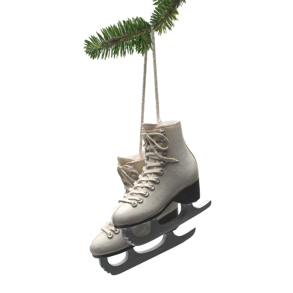 Pair Ivory Figure Skates ornament