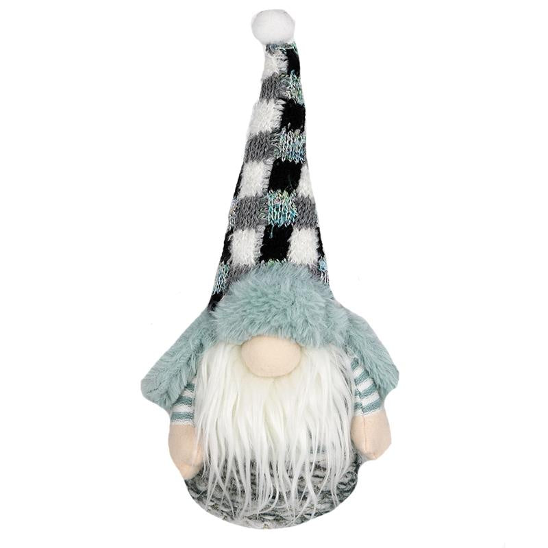 Teal Plaid Plush Gnome