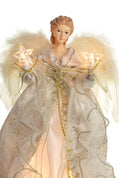 Light-Up Ivory & Gold Angel Tree Topper – 12"