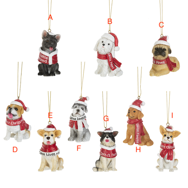 Dog in Santa Hat Ornament