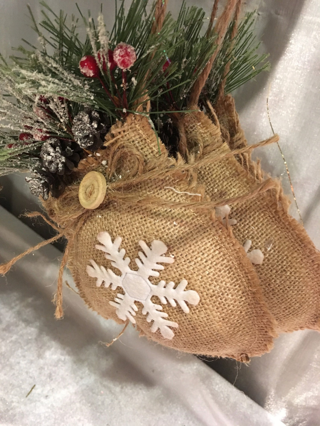 Burlap Mitten Ornament