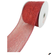 Dark Red Glitter Mesh Ribbon