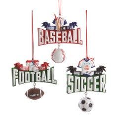 Sports Ornament - Football, Baseball, Soccer