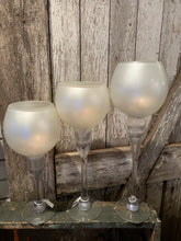 Load image into Gallery viewer, White stem glass candleholder, 3 sizes
