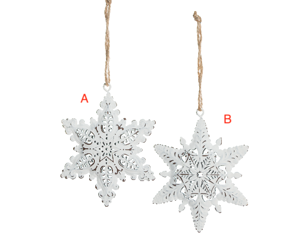 Antique White Metal Filigree Snowflake Ornament