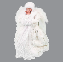 White Faux Fur Angel Tree Topper