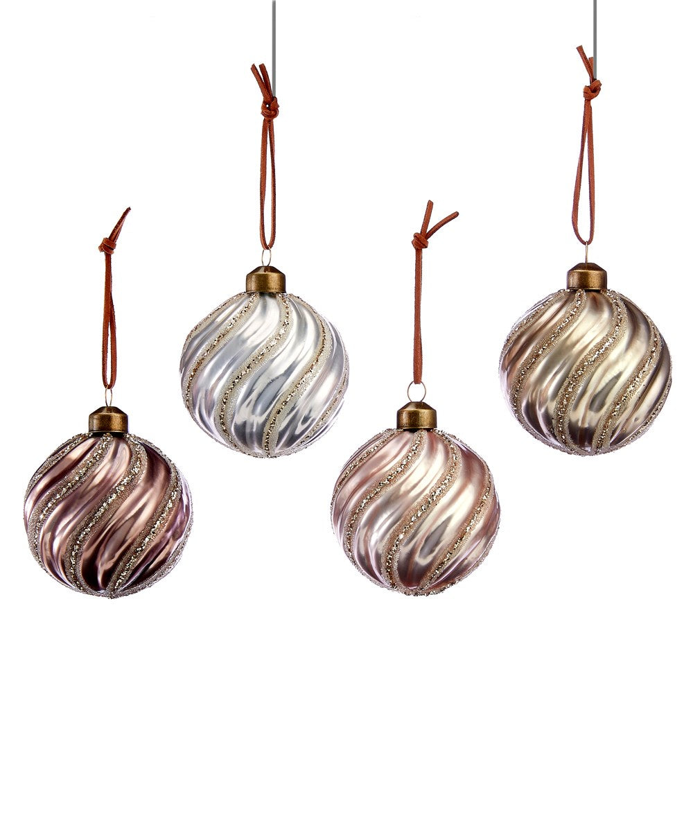 Embossed Swirling Glass Ball Ornament