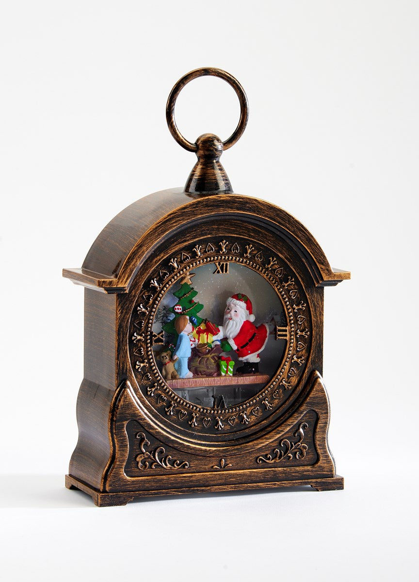 Antique Clock Santa Snowglobe