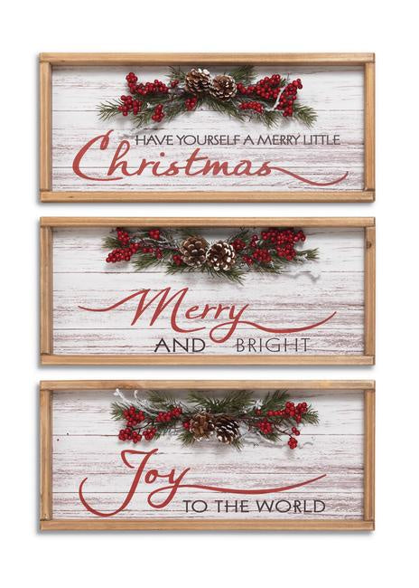 Whitewashed Holiday Wooden Sign