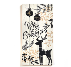 Black Merry & Bright Plank Sign