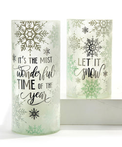 Frosted Green Glass Tealight Vases