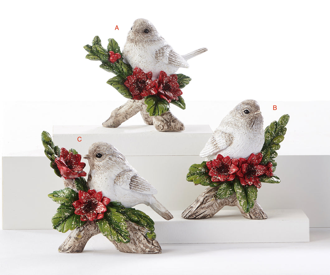 Birds on Poinsettia Branch