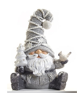 Quirky Large Grey Gnome Figure