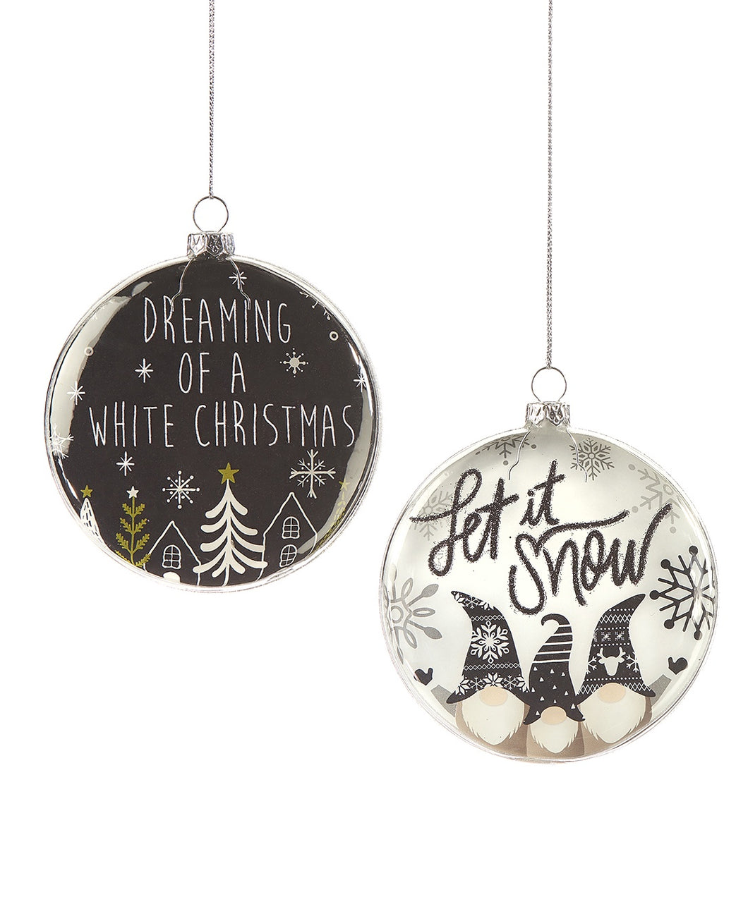 Black & White Glass Disc Ornament